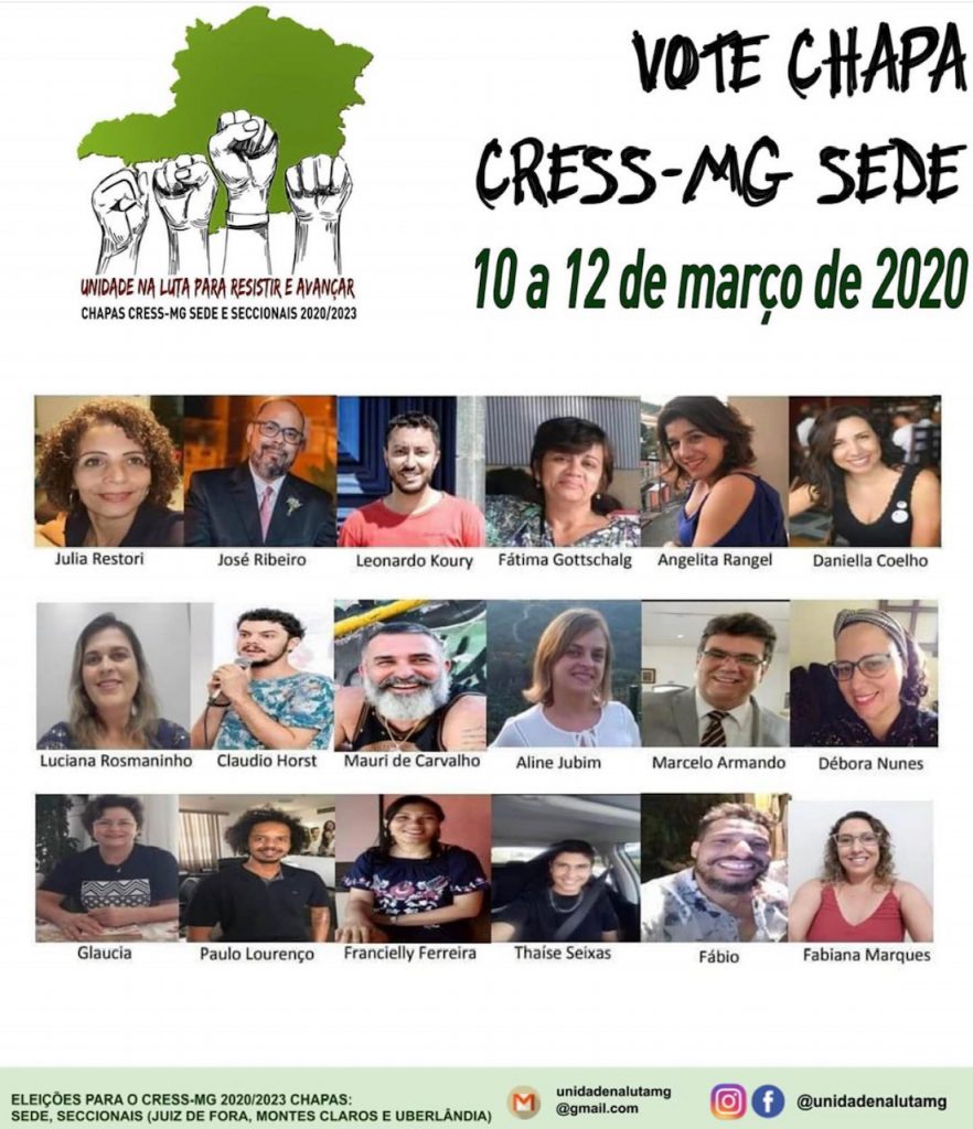 Sintsprev-MG apoia Chapas CRESS-MG Sede e Seccionais 2020/2023